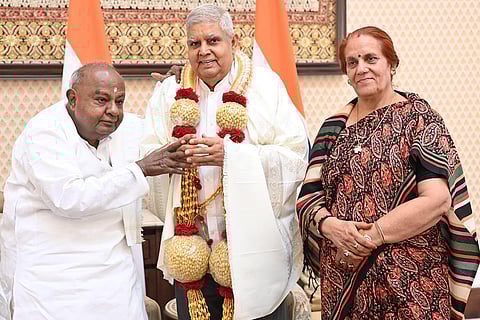 HD Devegowda with Jagdeep Dhankhar